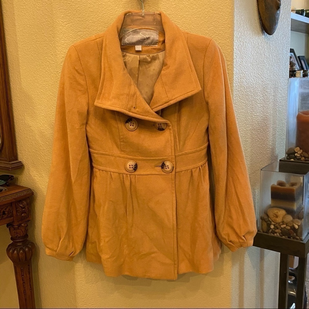 JESSICA SIMPSON Mustard Yellow Wool Blend Jacket Size Xsmall